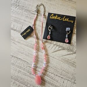 Cookie Lee Vintage Pink Crystal necklace and earrings set